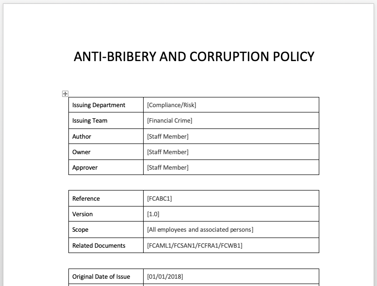 Anti-Bribery and Corruption Policy