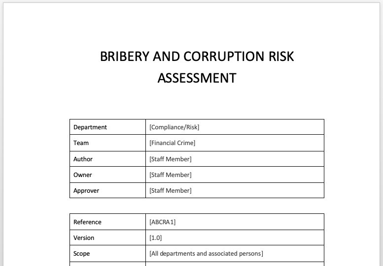 Bribery and Corruption Risk Assessment – Financial Crime Consulting