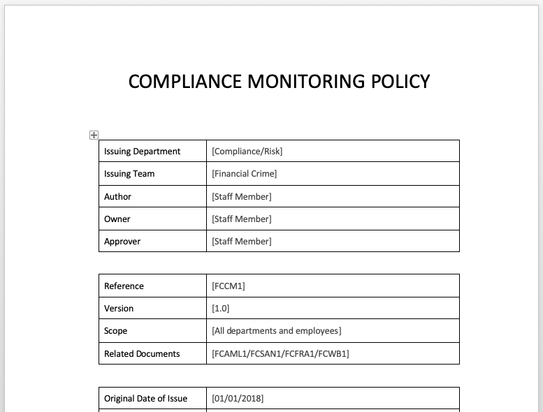 Compliance Monitoring Policy