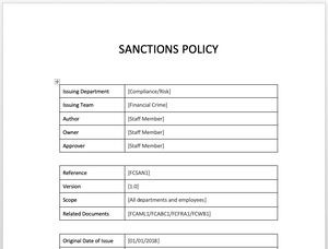Sanctions Policy – Financial Crime Consulting